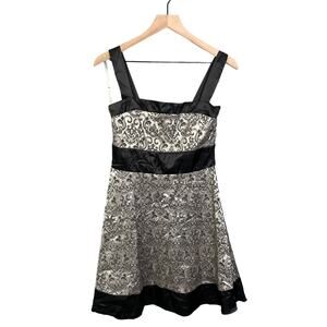 Speechless Womens Floral Mini Dress Size 11 Black Gray 90's Y2k Waist Tie Flowy